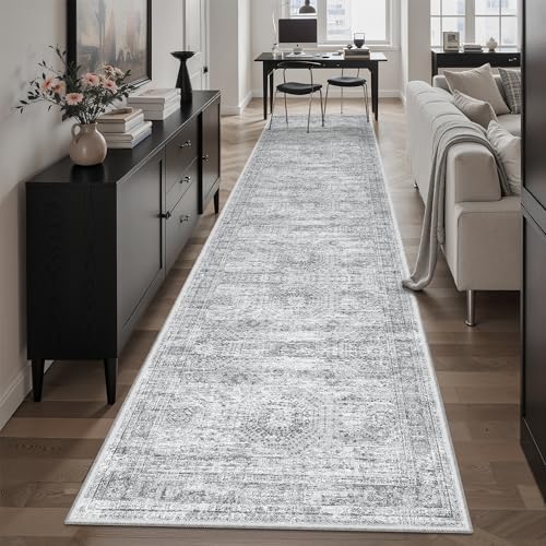 Soalmost Hallway Runner Rug 2'6"x10' Non-Slip Runners for Kitchen Grey - color: Grey, size: 2'6" x 10' (Runner)