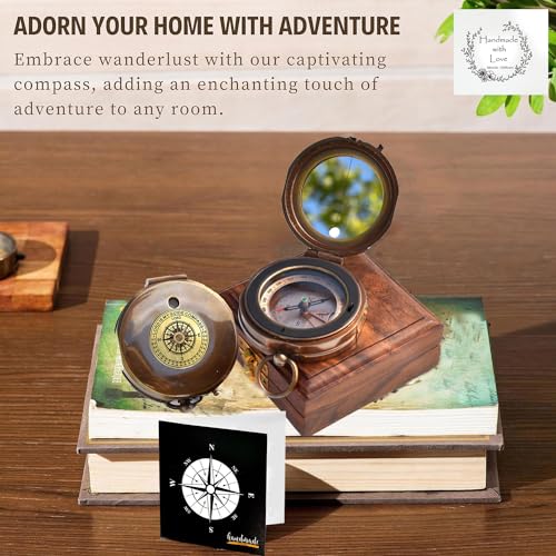 Trust in The Lord With All Your Heart - Proverbs 3:5-6 Quote Engraved Compass With Wooden Box, Greeting Card, Gift Compass, Graduation Day Gifts 2024 for Women Men Boys Girls - style: #5 Trust in The Lord Compass -Proverbs 3: 5-6