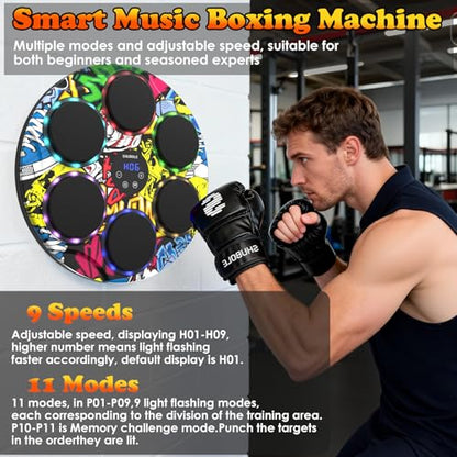 Music Boxing Machine with Gloves - Wall Mounted Punching Trainer for Adults & Kids, 9-Speed Punch Game, Wall Boxing Punching pad, 2025 Upgrade Gifts for Boys Age 6+ - style: Hip-Hop