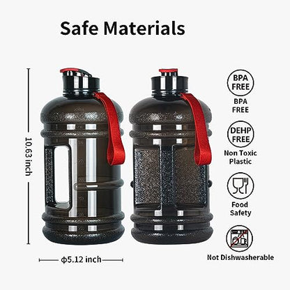 TOOFEEL 2.2 Liter Gym Water Bottle - 100% Leak Proof Big Sports Water Bottle Larger than 74 oz Water Bottle with Visible Volume for Drinking (74oz Transparent Black) - color: Transparent Black, style: 74 oz water bottle