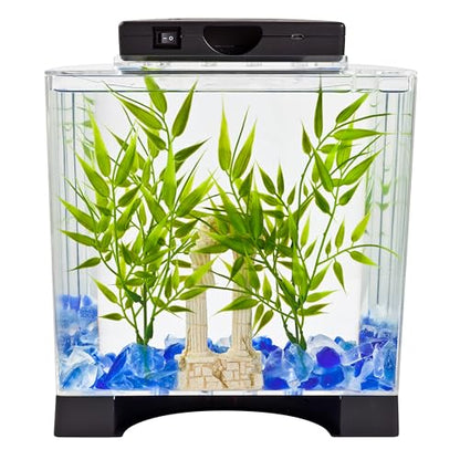 Tetra 1 Gallon Half Moon Small Fish Tank w/Movable LED Light, for Betta & Gold Fish, Aquarium | (Pack of 3) - size: 9"W,10.5"H,4.5"D (Pack of 3)