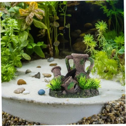 INOOMP Aquarium Cave Decorations: Fish Tank Resin Vase Jar Jug Sunken Ornament Landscaping Saltwater Freshwater Small Medium Fish Garden Pond Ornaments