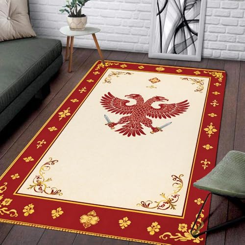 Personalized Orthodox Christian Area Rug, Custom Three-Bar Cross IC XC Nika Cross Prayer Mat, Russian Greek Orthodox Byzantine Eagle Non-Slip Rug for Living Room, Bedroom, Church Decor (D3) - color: D3