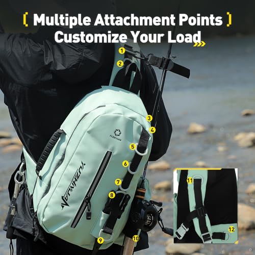 Small Fishing Bag with Rod Strap, Portable & Lightweight, Fish Small Tackle bag – Fits Tackle Boxes & Gear,Move Freely, Cast Smoothly - Fishing Gifts for Men - color: Green