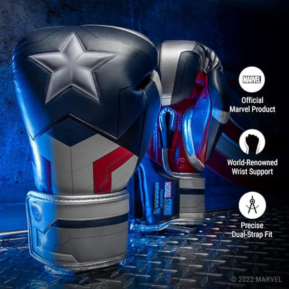 Hayabusa Marvel Hero Elite Boxing Gloves | Sparring and Training, Muay Thai Kickboxing, Fight Ready, Licensed Design, Padded Knuckle, 10oz 12oz 16oz, Men and Women - color: Captain America (Sam Wilson), size: 12oz