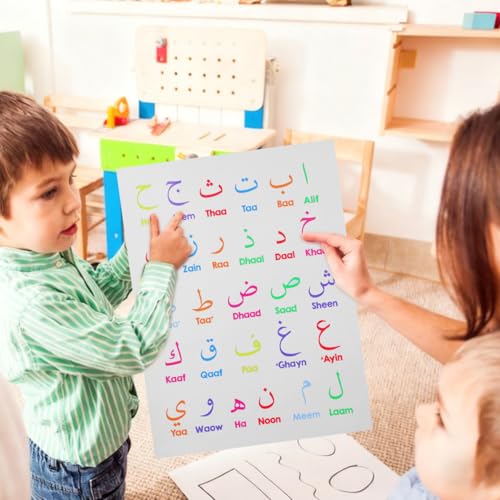 Kichvoe Arabic Alphabet Poster Arabic Letter Learning Poster Educational Wall Chart for Kids Early Learning Classroom Playroom Nursery and Homeschool Wall Decor 15.74 X 11.81 in