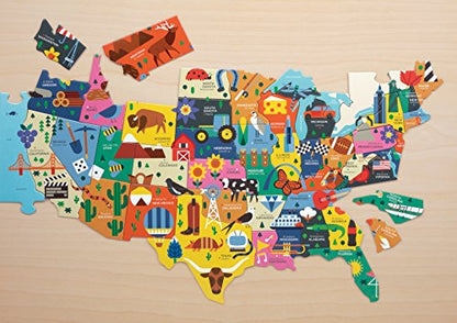 Mudpuppy Map Of The USA – 70 Piece Geography Puzzle with State-Shaped Pieces and Iconic Landscapes Cultural Items And More - style: Map of the USA