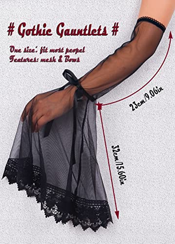 L'VOW Women's 1 Pair Gothic Black Lace Sleeves Witch Gloves Victorian Lace Arm Sleeve Vampire Accessory - color: B Black