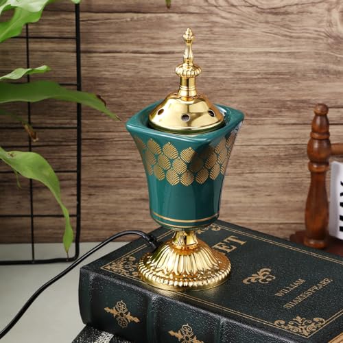 Cabilock Electric Incense Burner Middle Eastern Style Bakhoor Burner Plug-in Censer Holder for Home Decor Meditation Yoga Bedroom Study Kitchen 7.67 X 2.95 X 2.95 in