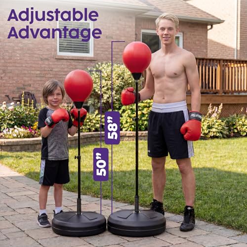Hurtle Punching Bag with Stand for Adults and Teens, Adjustable Boxing Bag with Premium Gloves, Freestanding Reflex Bag Training Equipment for Home Workout Fitness and Stress Relief - size: 5 FT