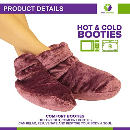 Mars Wellness Heated Microwavable Booties - Microwavable Socks Heated Booties for Women and Men - Herbal Hot/Cold Deep Slippers Women (Mauve) - color: Mauve, size: Pack of 1