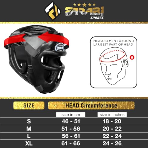 Farabi Sports Boxing Headgear Grill Head Gear MMA Training Kickboxing Sparring Gear Removable Front Bar Grill - color: Black, size: X-Large
