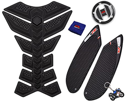 3D Black Rubber Side Tank Pad Protector, Anti Slip sticker, Tank Side Traction Pad, Gas Cap, Fuel Cap Decal,Tank Protector for GSXR 600 750 (2006 2007)