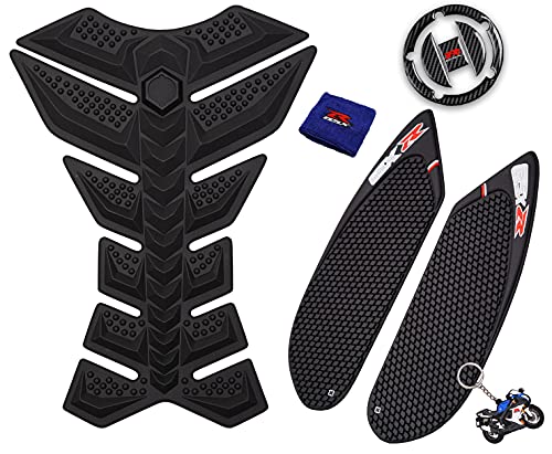 3D Black Rubber Side Tank Pad Protector, Anti Slip sticker, Tank Side Traction Pad, Gas Cap, Fuel Cap Decal,Tank Protector for GSXR 600 750 (2006 2007)