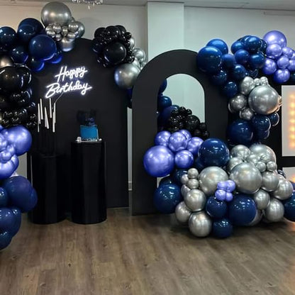 Blue and Black Balloons, Navy Blue and Silver Balloons Metallic Silver Dark Blue Balloon Party Latex Balloon Black Blue Ballons for Kids Adults Birthday Space Party Wedding Baby Shower - color: Blue Black and Silver