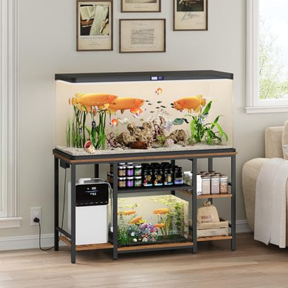 MAHANCRIS Over The Toilet Storage Rack and 55-75 Gallon Fish Tank Stand Bundle, 4 Tier Bathroom Organizer Over Toilet, Heavy Duty Reptile Terrarium Tank Stand, TSHR0401Z-FTHR55E01