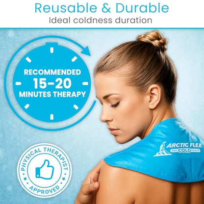 Arctic Flex Neck Ice Pack - Cold Compress Shoulder Therapy Wrap - Cool Reusable Medical Freezer Gel Pad for Swelling, Injuries, Headache, Cooler (Large (1 Pack)) - size: Large