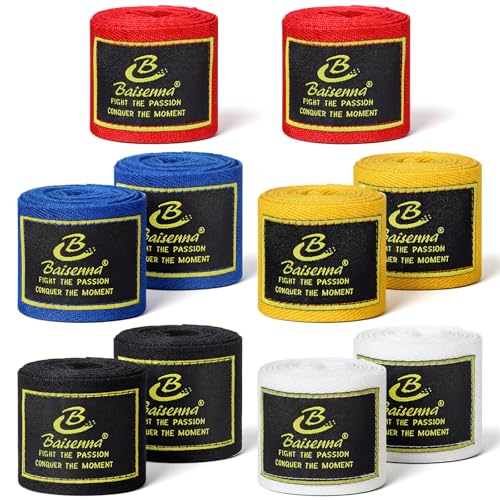 10 Pairs Boxing Hand Wraps Bulk, 98 Inches (2.5 Meter) Hand Wraps for Boxing, Non-Elastic Polyester Martial Arts Wrist Wrap for Men & Women, Kickboxing, Muay Thai, MMA Training (Multicolor)