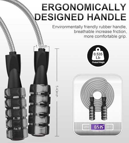 Jump Rope for Women Men, Fitness Jumprope for Women Workout, Adjustable Adult Exercise Skipping Rope - color: Gray