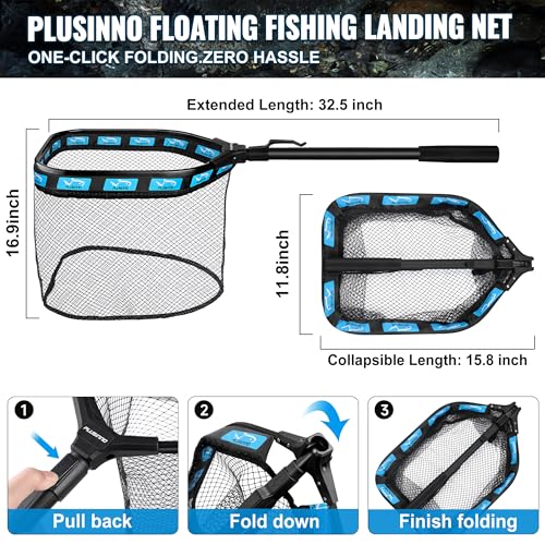 PLUSINNO Fishing Gear,Fsihing Backpack with Floating Fishing Net,Tackle Boxes,Waterproof Fishing Tackle Bag,Fishing Gifts for Men - color: Black Camo Backpack With Fishing Net