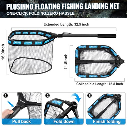 PLUSINNO Fishing Gear,Fsihing Backpack with Floating Fishing Net,Tackle Boxes,Waterproof Fishing Tackle Bag,Fishing Gifts for Men - color: Black Camo Backpack With Fishing Net
