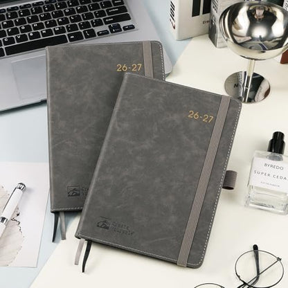 2026-2027 Planner - Academic Planner 2026-2027 Weekly Monthly Planner, July 2026 - June 2027, 5.7'' x 8.4'', Thick Paper, Leather Cover, Pen Holder, Back Pocket, Perfect Daily Organizer- Grey - color: Grey