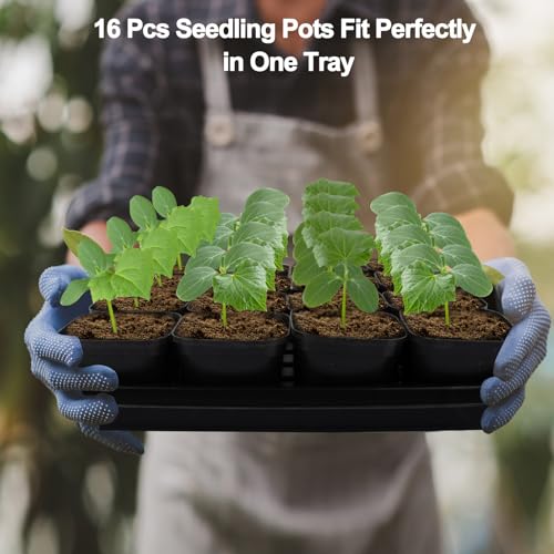 80Pcs 2.5inch Square Nursery Pots with 5Pcs Seed Starting Trays, Seed Starter Tray Kit, Seeds Starting Germination, Seeding Pots with Drain Holes, Small Plant Nursery Propagation - size: 2.5Inch