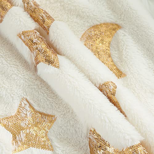 Holibeat White Moon Star Sequins Pillow Covers Ramadan Fur Cushion Covers 18x18 inch DecorationThrow Pillow Cases (Pack of 2) - color: White Moon Star