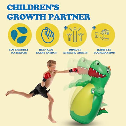 Inflatable Dino Punching Bag for Kids- Durable Bop Bag Toy for Kid with Instant Bounce Back, Dinosaur Toys for Kids 3-5, 5-7, Great for Boys and Girls (47” Tall)
