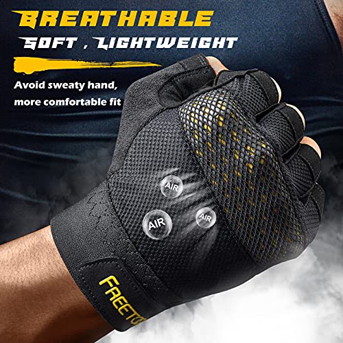 FREETOO Fingerless Workout Gloves for Men,Padded Palm Weight Lifting Gloves | Anti-slip Breathable Lightweight, Palm Protection, Gym Exercise Pull Up Training Calisthenics Sports Fitness - size: Medium