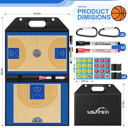 Magnetic Basketball Coaching Board | Foldable Leather Basketball Clipboard Kit for Coaches | Professional Basketball Tactic Board | Dry Erase Strategy Whiteboard | Carry Handle | Lightweight - style: Basketabll