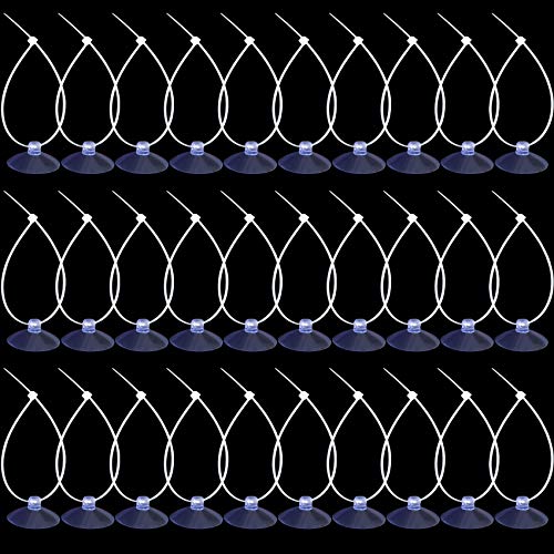 ANCIRS 30pcs 35mm Suction Cups with 50pcs Transparent Zip Ties, Clear | Rubber, Reusable, Easy to Use and Remove, for Home & Kitchen, for Hanging Lightweight Decorations & Organizing Cables - size: 35 mm