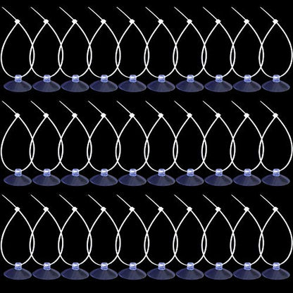 ANCIRS 30pcs 35mm Suction Cups with 50pcs Transparent Zip Ties, Clear | Rubber, Reusable, Easy to Use and Remove, for Home & Kitchen, for Hanging Lightweight Decorations & Organizing Cables - size: 35 mm