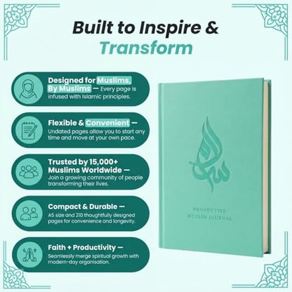 Salam Journal, Islamic Daily Planner with Prayer Tracker, Daily Hadith and Duas, Undated Layout with 6 Month Coverage, Ramadan and Eid Gift for Muslims, Ramadan Planner (Mint Green) - color: Mint Green