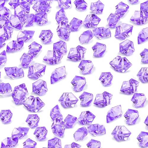 DomeStar 550PCS Purple Vase Fillers, Small Acrylic Fake Crushed Ice Rocks Purple Gems Crystals Diamonds for Table Centerpiece Lilac Lavender Theme Birthday Weeding Table Scatter (0.4 * 0.6) - color: Purple