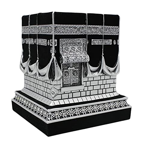 Gunes Home Table Decor Kaba Replica Model Showpiece Bookend Eid Gift (Large, Silver) - color: Silver, size: Large