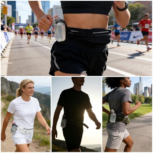 HECHZSO Running Water Bottle with Clip, 8.8oz No-Bounce Soft Flask, Dust-Proof Cap, BPA-Free, Fits Running Belts & Hydration Vests — for Jogging, Walking, Hiking, Cycling (1 Pack)
