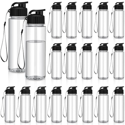 Mifoci 20 Pieces Water Bottle Bulk 17 oz Plastic Water Bottles Bulk Gym Sports Adults Reusable Large Bottles with Leak Proof Flip Top for Party Outdoor (Black) - color: Black