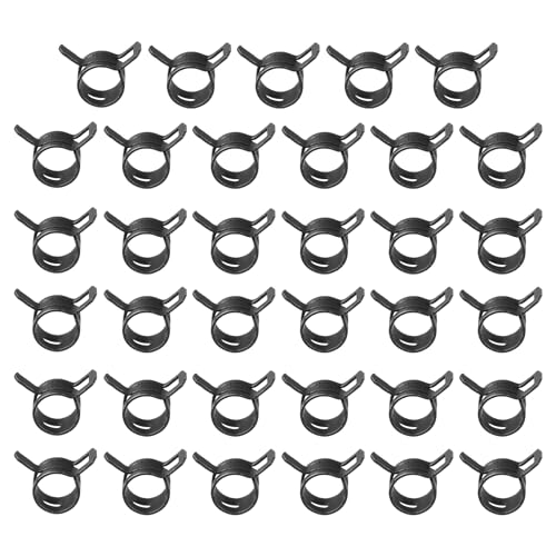 PATIKIL Spring Band Hose Pipe Clamps for 11-12.6mm OD Hose, 35 Pack Silicone Vacuum Constant Tension Band Clips for Fuel Line Silicone Air Hose Tube Water Pipe, Black - color: Black, size: 11-12.6mm