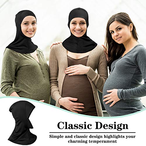 Geyoga Modal Hijab Cap for Women Adjustable Muslim Stretchy Turban Full Cover Shawl Cap Full Neck Coverage Small and medium - color: Black