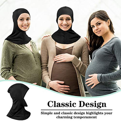 Geyoga Modal Hijab Cap for Women Adjustable Muslim Stretchy Turban Full Cover Shawl Cap Full Neck Coverage Small and medium - color: Black