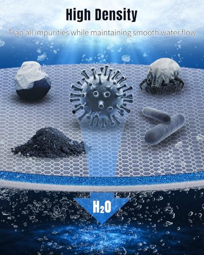 Pawfly 8-Layer Aquarium Filter Pad 16 x 12 Inch Cuttable Aquarium Filter Media Pad Filter Sponge Pad for Freshwater Saltwater Fish Tanks and Ponds High Density Multi-Layer Filter Floss Bio Foam