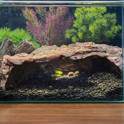 Large Resin Aquarium Cave Hideout, Fish Tank Rock Decor with 2 Top Viewing Holes and Side Viewing Window, Shelter for Betta, Shrimp and Small Fish, 8.3 x 7.5 x 3.5 in