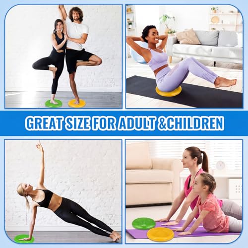 Outus 2 Pcs Balance Disc Inflated Wobble Cushion for Sensory Kids 13. 4 Inch Wiggle Seat Flexible Seating with Hand Pump for Kids Men Women Classroom Exercise Office Home Chair - color: Yellow, Green