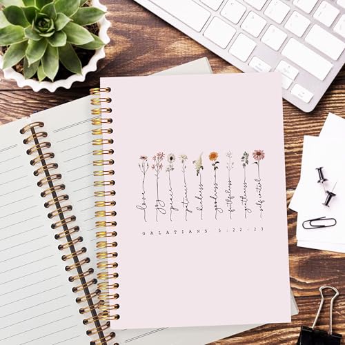 YTRGI Pink Christian Journaling Notebook, Galatians 5:22-23 Bible Notebooks for Note Taking, Scripture Journals for Writing, Prayer Journal for Woman, Religious Spiral Notebook 5.5x8.3 Inch - color: 5:22-23 Pink