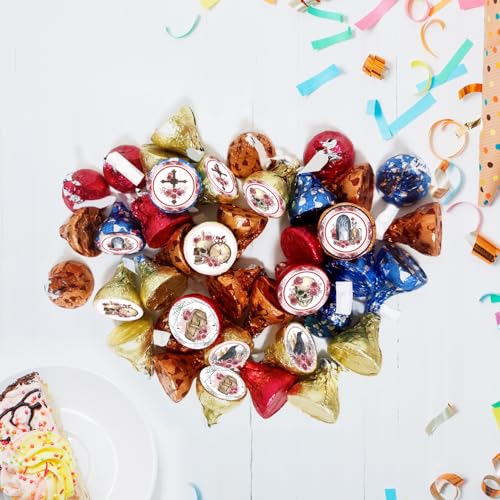 Gothic Kiss Sticker Labels - Floral Skull Round Candy Sticker Favors - Happy Halloween Party Labels Fit Chocolate Candy (Set of 150) - color: Gothic