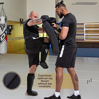 RDX Shin Guards Kickboxing Muay Thai, SATRA Approved, MMA Leg Instep Protection Pads, Sparring Training Martial Arts Boxing, Elasticated Padded Protector, Karate BJJ Taekwondo Gear, Men Women - color: Blue White, size: X-Large