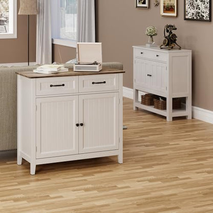 Bealife 32" Buffet Cabinet, Kitchen Island with Storage - Grey | Coffee Bar Cabinet with 2 Drawers and Adjustable Shelf, for Dining Room, Living Room, Entryway - color: Grey