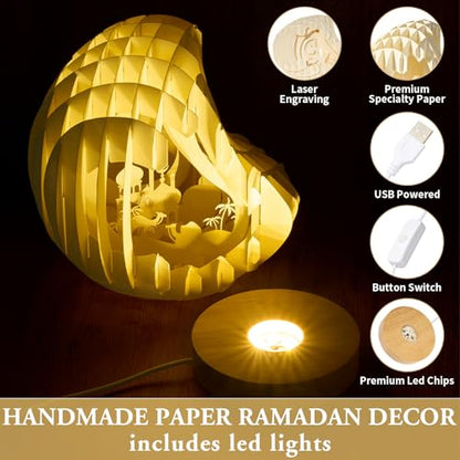 ROCEEI Ramadan Lights with USB Charging for Tabletop Moon Pop up Light up Paper Carving Ramadan Mubarak Sign Lamp Decorations for Home Eid Gifts Table Decor : Home & Kitchen