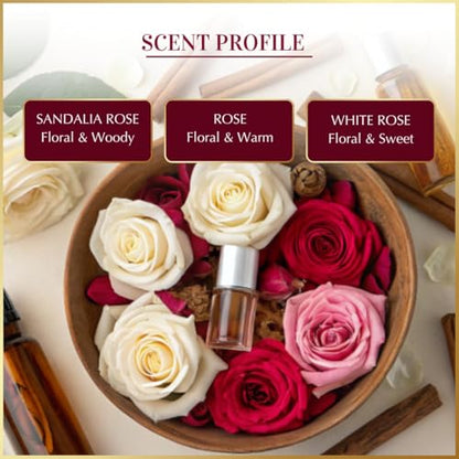 Dukhni Rose Attar Oil Set 3 x 6ml Roll on Perfume Oils | Islamic Gifts